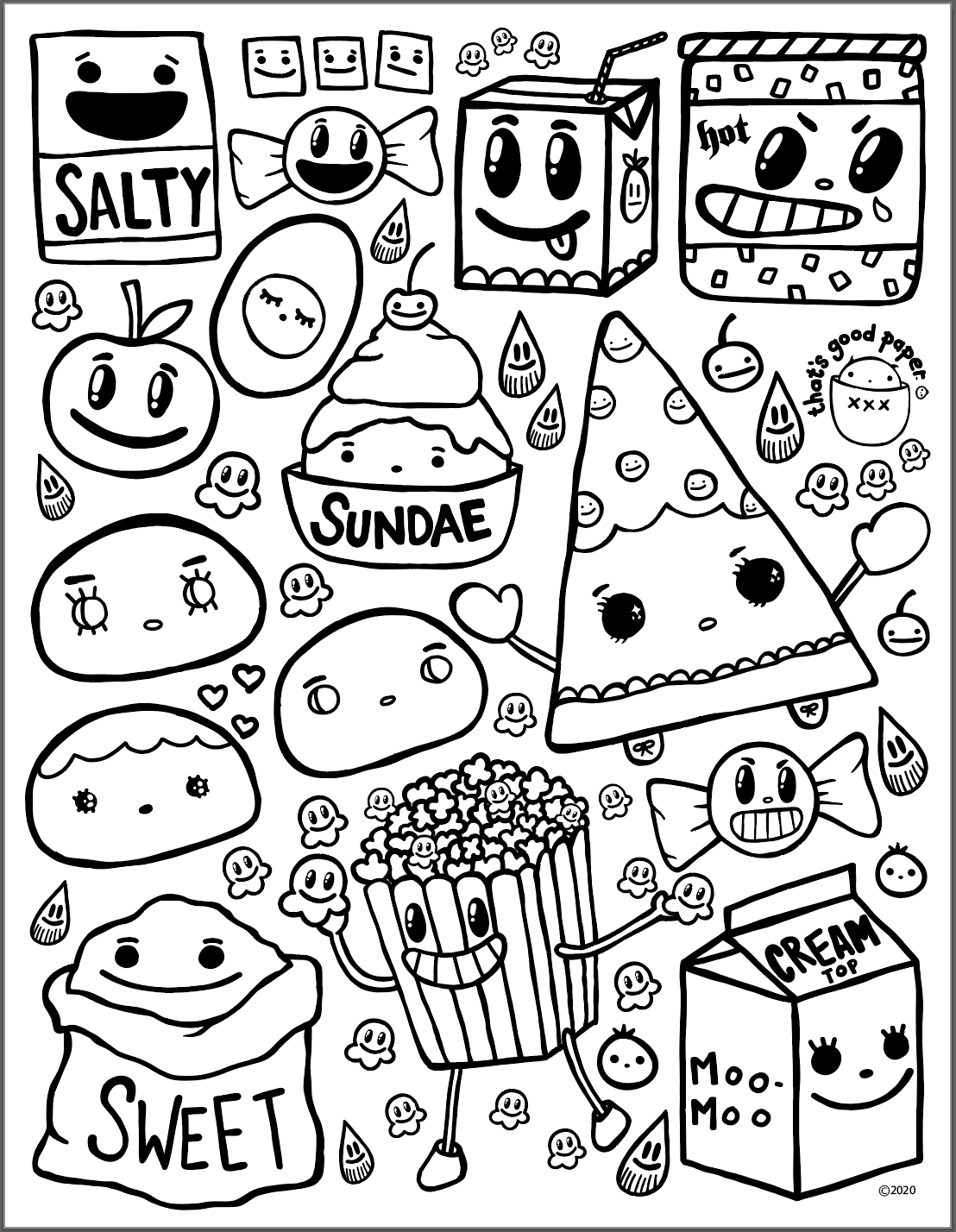 Food Coloring Pages: Free Printable Sheets - Drawings Of